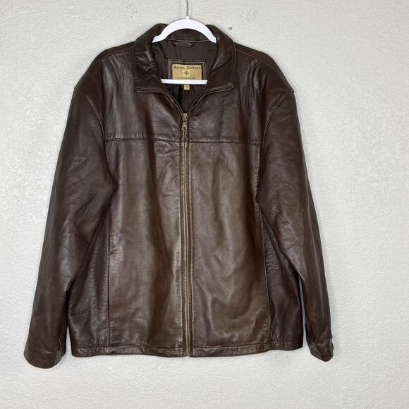 Vintage 90s Y2K Mens XL Genuine Leather Chore Coat Barn Jacket Brown - Picture 2 of 6